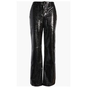 4th & Reckless Womens Wilcox Straight Leg Pants Black Croc‎ Faux Leather Medium